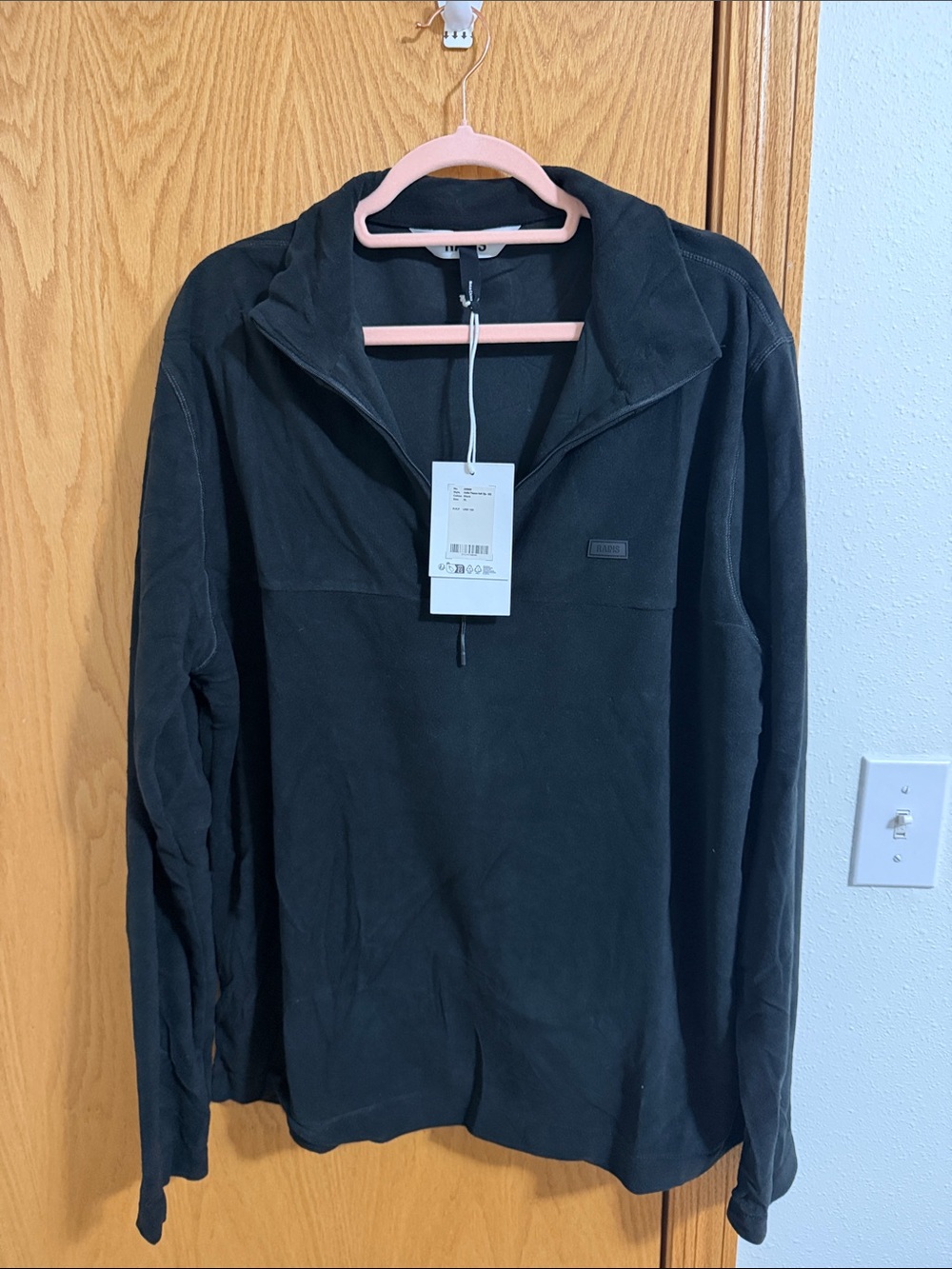 Rains Unisex Black Fleece Half-Zip Pullover